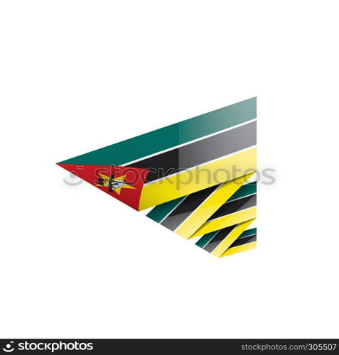 Mozambique national flag, vector illustration on a white background. Mozambique flag, vector illustration on a white background