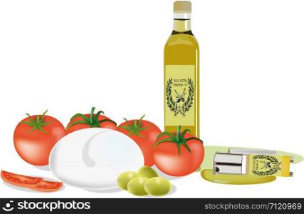 mozzarella tomato oil produced in Italy