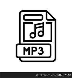 mp3 file format document line icon vector. mp3 file format document sign. isolated contour symbol black illustration. mp3 file format document line icon vector illustration