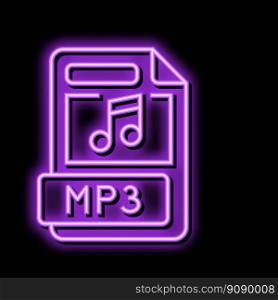mp3 file format document neon light sign vector. mp3 file format document illustration. mp3 file format document neon glow icon illustration
