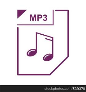 MP3 file icon in cartoon style on a white background. MP3 file icon, cartoon style