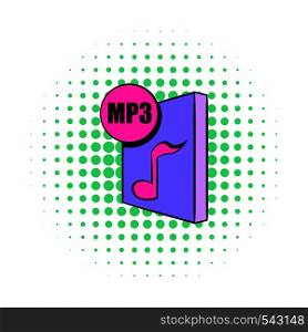 MP3 file icon in comics style on a white background. MP3 file icon in comics style