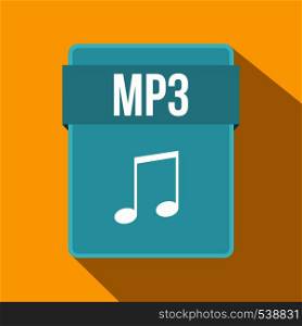 MP3 file icon in flat style on a yellow background. MP3 file icon, flat style