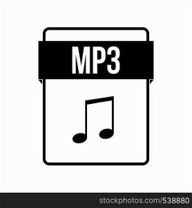 MP3 file icon in simple style on a white background. MP3 file icon, simple style