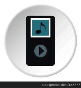 MP3 player icon in flat circle isolated on white vector illustration for web. MP3 player icon circle