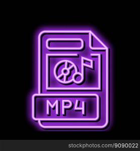 mp4 file format document neon light sign vector. mp4 file format document illustration. mp4 file format document neon glow icon illustration