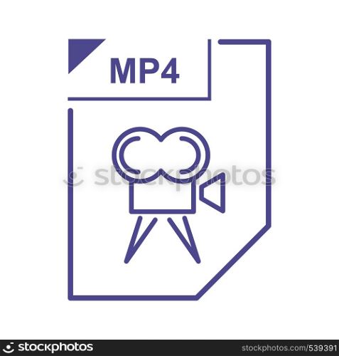 MP4 file icon in cartoon style on a white background. MP4 file icon, cartoon style