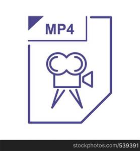 MP4 file icon in cartoon style on a white background. MP4 file icon, cartoon style