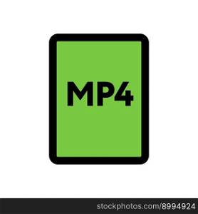 MP4 file icon line isolated on white background. Black flat thin icon on modern outline style. Linear symbol and editable stroke. Simple and pixel perfect stroke vector illustration.