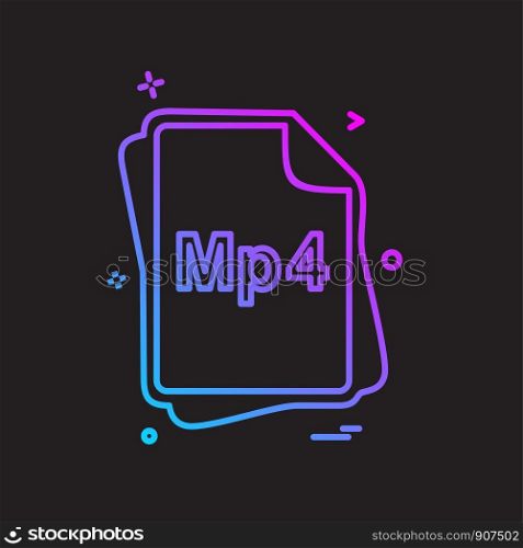 MP4 file type icon design vector