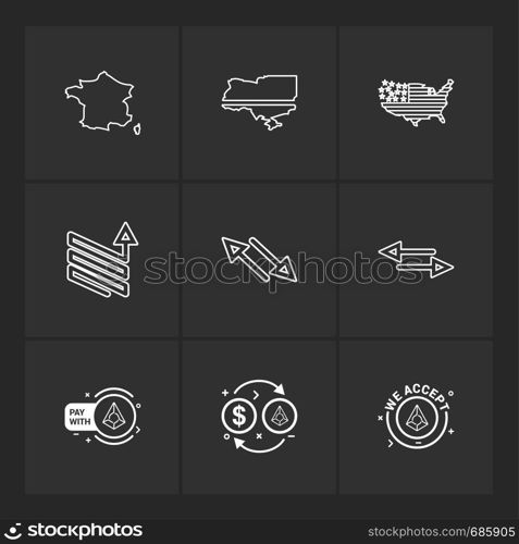 mpas , america , usa , arrows up , arrows , two sided , crypto currency , dollar , crypto , business , icon, vector, design, flat, collection, style, creative, icons