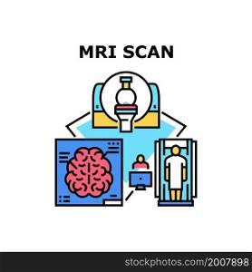Mri scan medical scanner. ct radiology. tomography diagnostic. doctor and patient. brain technology mri scan vector concept color illustration. Mri scan icon vector illustration