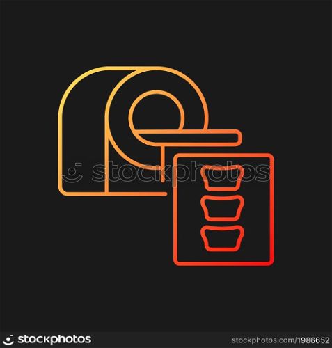 MRI scans gradient vector icon for dark theme. Disease testing procedure. Medical technology. Disorder diagnostic. Thin line color symbol. Modern style pictogram. Vector isolated outline drawing. MRI scans gradient vector icon for dark theme