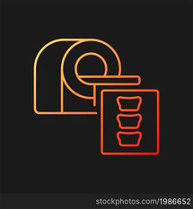 MRI scans gradient vector icon for dark theme. Disease testing procedure. Medical technology. Disorder diagnostic. Thin line color symbol. Modern style pictogram. Vector isolated outline drawing. MRI scans gradient vector icon for dark theme