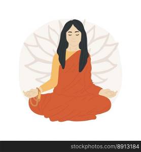 Mudras isolated cartoon vector illustration. Young woman with mudras gestures meditating in lotus position, religious Holy days, spiritual practice, ritual language symbols vector cartoon.. Mudras isolated cartoon vector illustration.