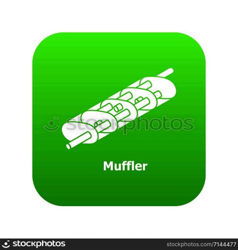 Muffler icon green vector isolated on white background. Muffler icon green vector