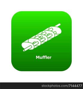 Muffler icon green vector isolated on white background. Muffler icon green vector