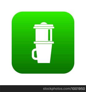 Mug for coffee icon digital green for any design isolated on white vector illustration. Mug for coffee icon digital green