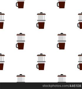 Mug for coffee pattern seamless background in flat style repeat vector illustration. Mug for coffee pattern seamless