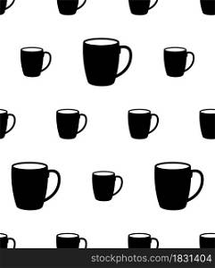 Mug Icon Seamless Pattern, Tea, Coffee, Milk Mug Icon Vector Art Illustration