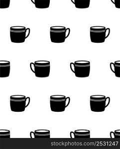 Mug Icon Seamless Pattern, Tea, Coffee, Milk Mug Icon Vector Art Illustration