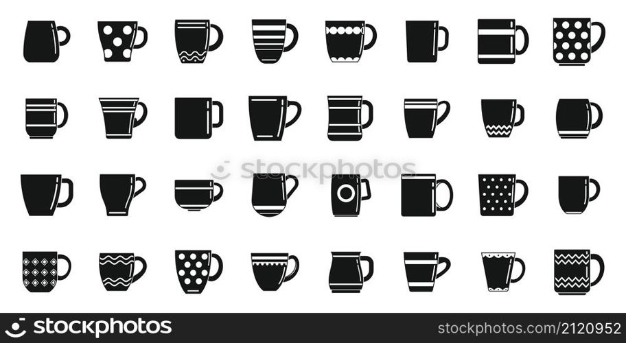 Mug icons set simple vector. Coffee cup. Steam hot mug. Mug icons set simple vector. Coffee cup