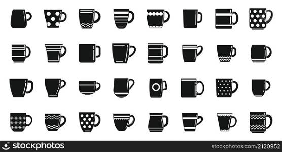 Mug icons set simple vector. Coffee cup. Steam hot mug. Mug icons set simple vector. Coffee cup
