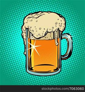 Mug of beer. Alcoholic beverage. Comic cartoon pop art retro vector illustration drawing. Mug of beer. Alcoholic beverage