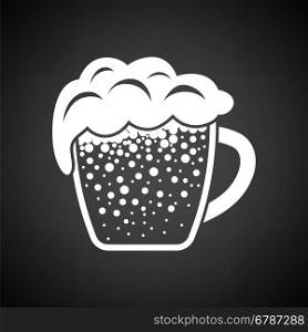 Mug of beer icon. Black background with white. Vector illustration.