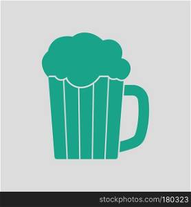 Mug of beer icon. Gray background with green. Vector illustration.
