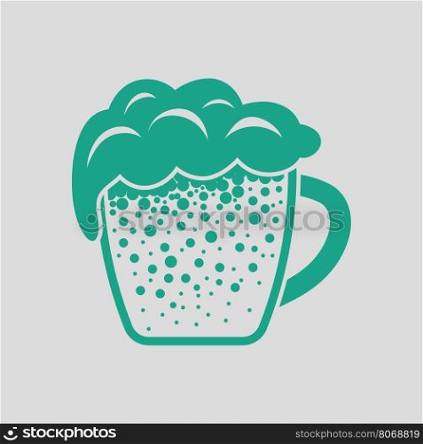 Mug of beer icon. Gray background with green. Vector illustration.