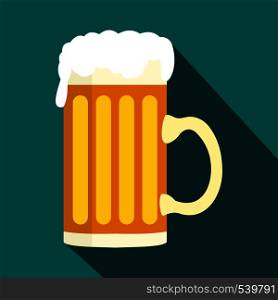 Mug of beer icon in flat style on a blue background. Mug of beer icon in flat style