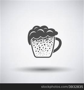 Mug of beer icon on gray background with round shadow. Vector illustration.