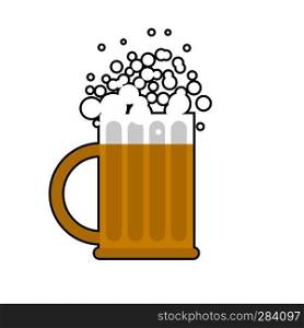 Mug of beer on white background. Large cup for alcoholic beverage with foam 