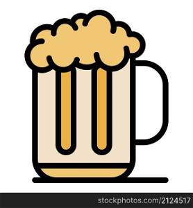 Mug of beer with foam icon. Outline mug of beer with foam vector icon color flat isolated. Mug of beer with foam icon color outline vector
