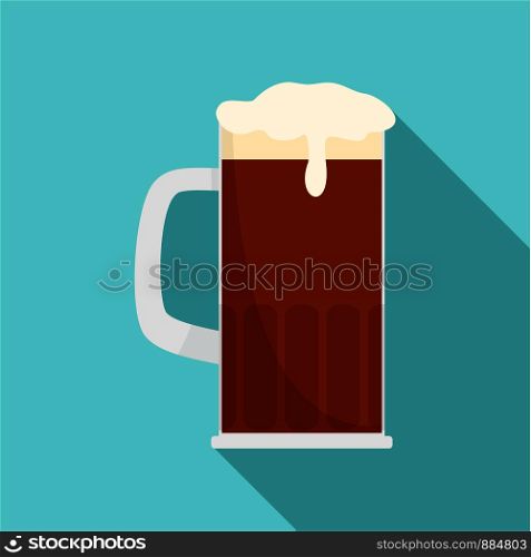 Mug of brown beer icon. Flat illustration of mug of brown beer vector icon for web design. Mug of brown beer icon, flat style