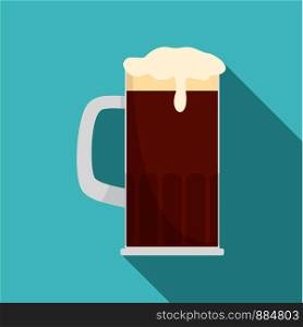 Mug of brown beer icon. Flat illustration of mug of brown beer vector icon for web design. Mug of brown beer icon, flat style