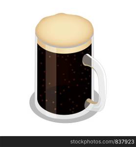 Mug of brown beer icon. Isometric of mug of brown beer vector icon for web design isolated on white background. Mug of brown beer icon, isometric style
