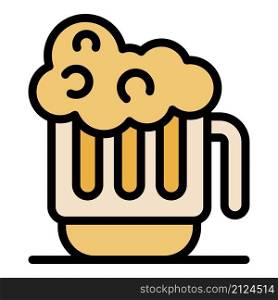 Mug of cold beer icon. Outline mug of cold beer vector icon color flat isolated. Mug of cold beer icon color outline vector