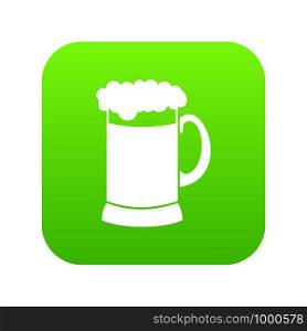 Mug of dark beer icon digital green for any design isolated on white vector illustration. Mug of dark beer icon digital green