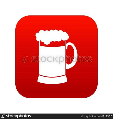 Mug of dark beer icon digital red for any design isolated on white vector illustration. Mug of dark beer icon digital red