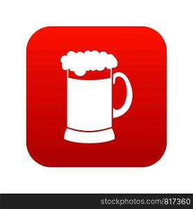 Mug of dark beer icon digital red for any design isolated on white vector illustration. Mug of dark beer icon digital red