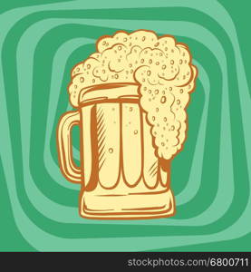 mug of foamy beer, pop art retro vector illustration