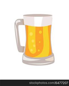 Mug of Light Beer Vector Illustration Isolated. Mug of light beer vector illustration isolated on white. Traditional alcohol drink in transparent glass with handle, icon in cartoon style
