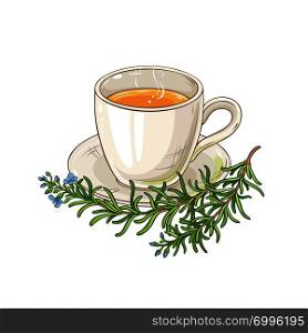 mug of rosemary tea illustration on white background. rosemary tea illustration