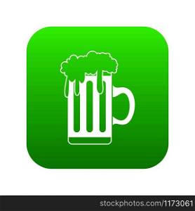 Mug with beer icon digital green for any design isolated on white vector illustration. Mug with beer icon digital green