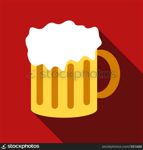 Mug with beer icon. Flat illustration of mug with beer vector icon for web. Mug with beer icon, flat style