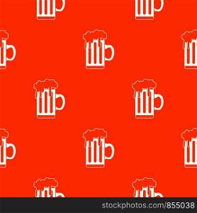 Mug with beer pattern repeat seamless in orange color for any design. Vector geometric illustration. Mug with beer pattern seamless