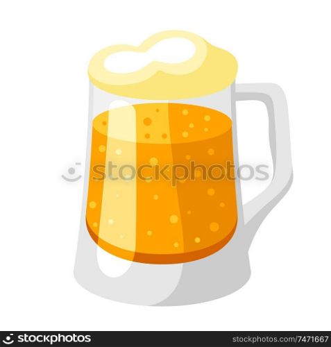 Mug with light beer and froth. Illustration for Oktoberfest.. Mug with light beer and froth.