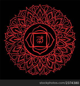 Muladhara art. The first sacral chakra. Hand drawn sloppy style. Vector red symbol. Meditation sign.. Muladhara art. The first sacral chakra. Hand drawn sloppy style. Vector red symbol. Meditation sign